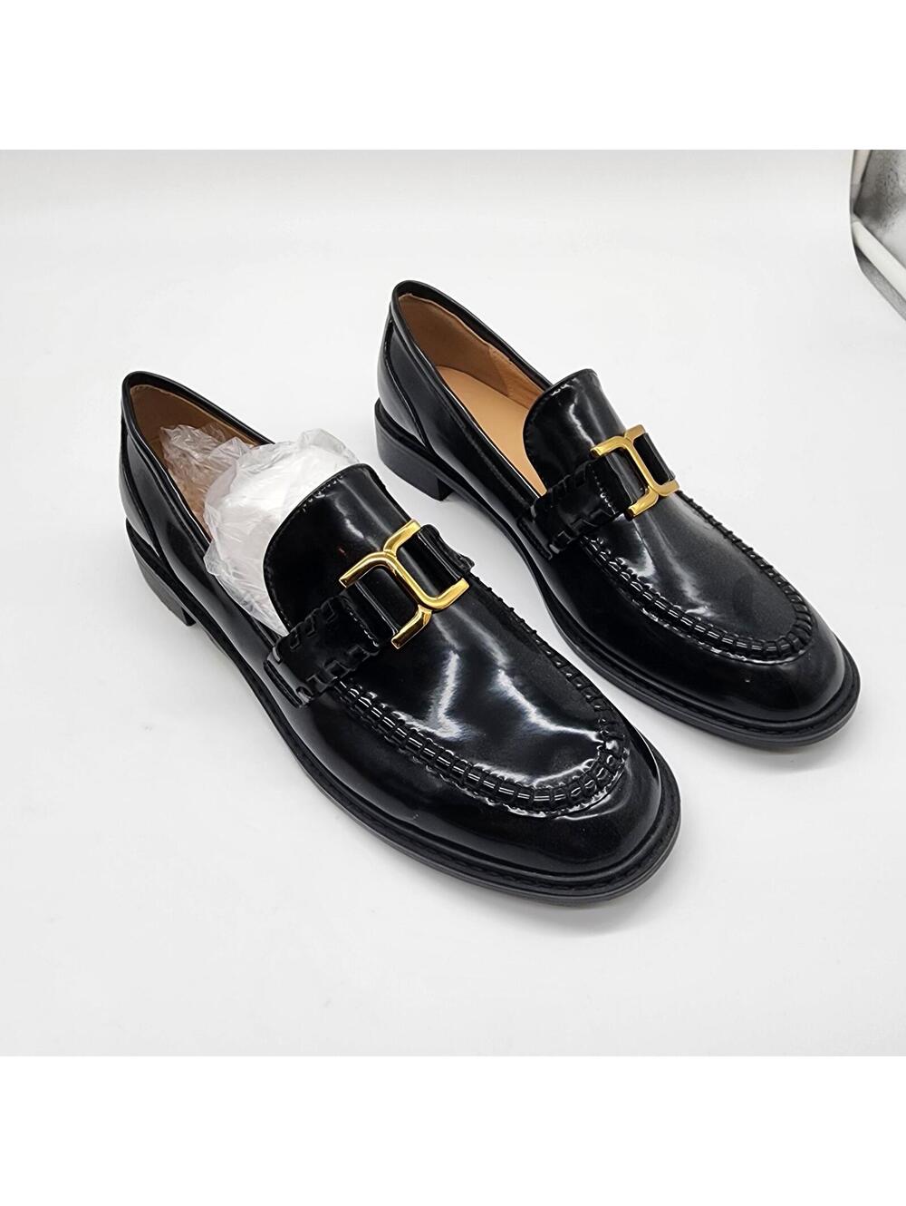Luxury Black Leather Horsebit Loafers Women's EU 41 US 10 New Unworn